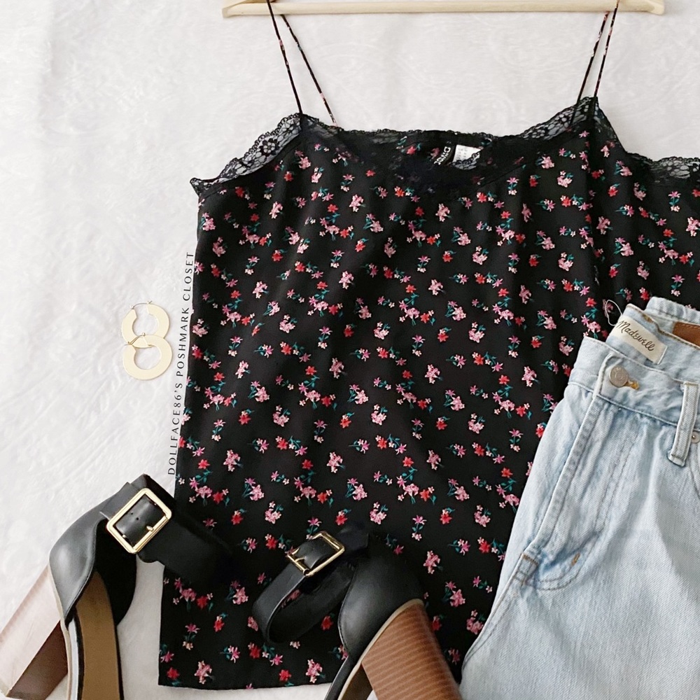 Ditsy Floral Lace Trim Camisole